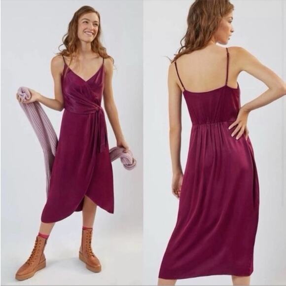 Anthropologie Giverny Midi Dress size 4  purple NEW‎ satin - Picture 1 of 10